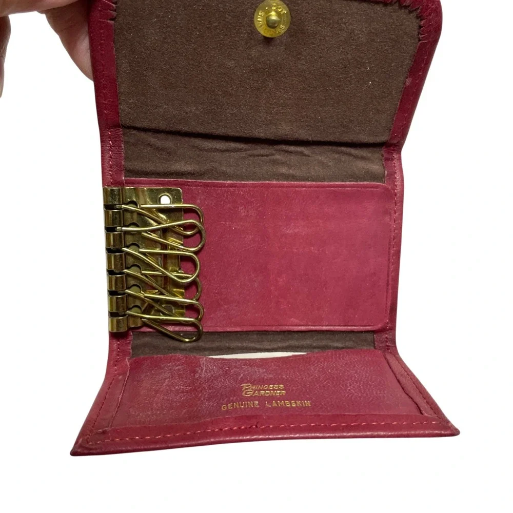 Prince Gardner Maroon Lambskin Leather Six-Ring‎ Key Case Holder Wallet